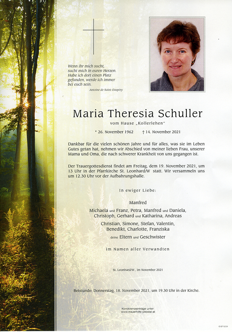 Parte Maria Theresia Schuller
