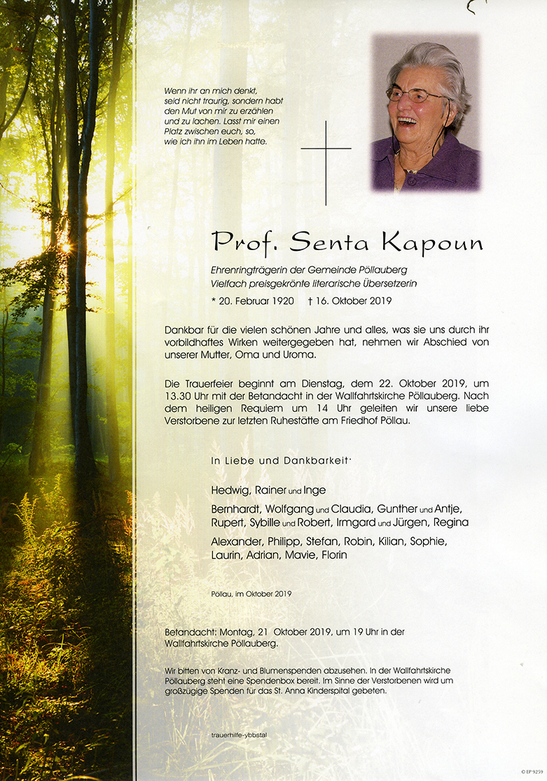 Parte Prof. Senta Kapoun