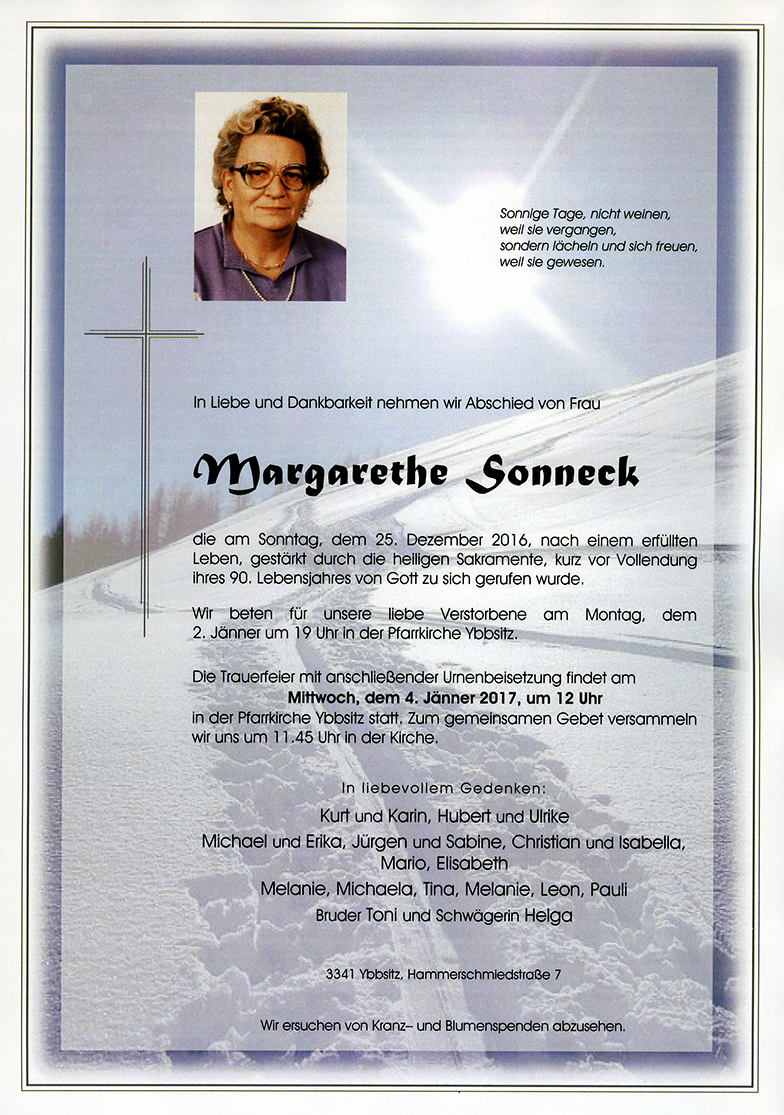 Parte Margarethe Sonneck